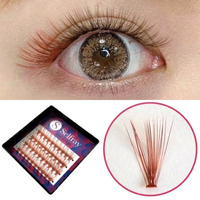 【在庫無くなり次第終了75%OFF!!】【Selfray】マロンブラウン Dカール 太さ0.07mm 20本束　カラー